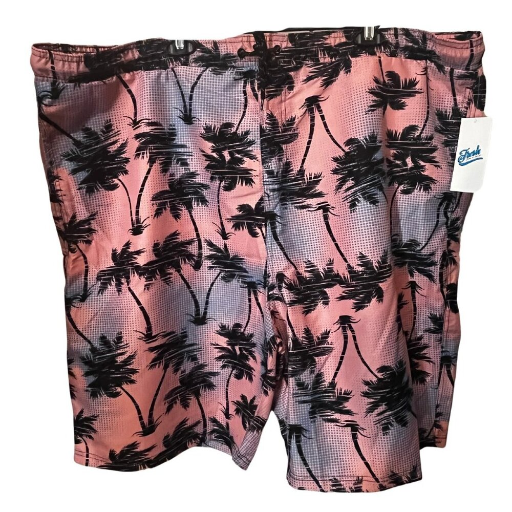 Fresh Prints of Bel-Air Palm Print Swim Trunks Pink Size 5XL - NEW